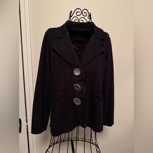 Neon Buddha Black Blazer with Statement Buttons